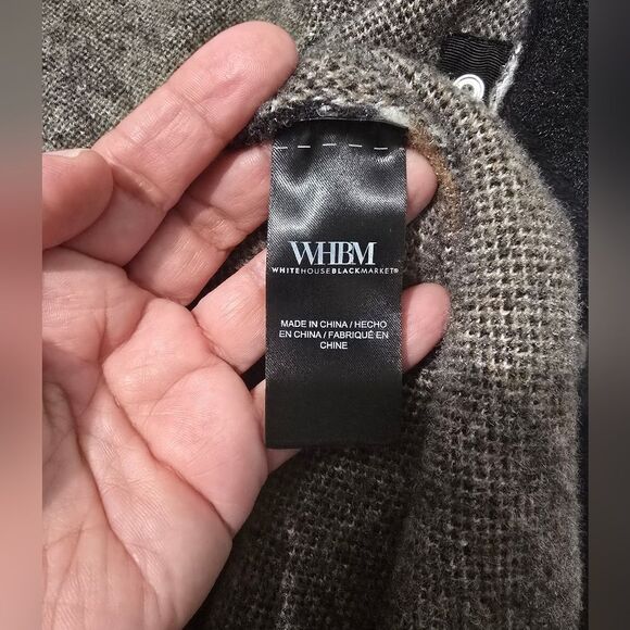 White House Black Market Houndstooth Stripe Sweater Coat Size Medium - Picture 9 of 15